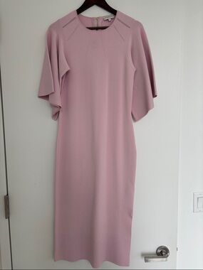 Ted Baker London Dusty Pink Midi Dress with Flutter Sleeves